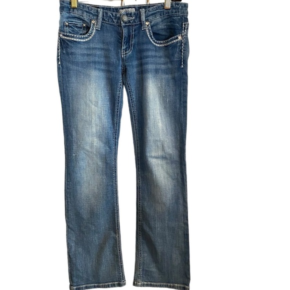 Day trip Leo  vintage Y2K distressed embroidered stitch jeans - Picture 1 of 14